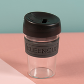 Kleencup Glass Coffee Cup 375 ml - Borosilicate Glass Tumbler with lid